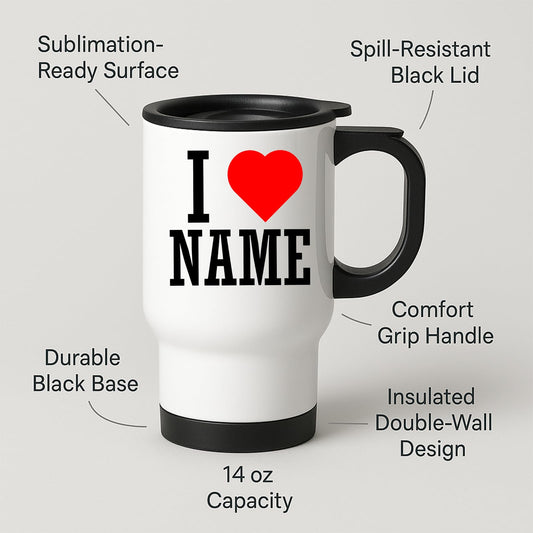 I love name travel mug with feature labels