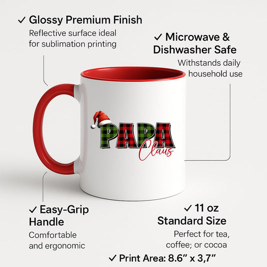 Colour handle mug with labels for 11oz size, glossy finish and easy-grip handle