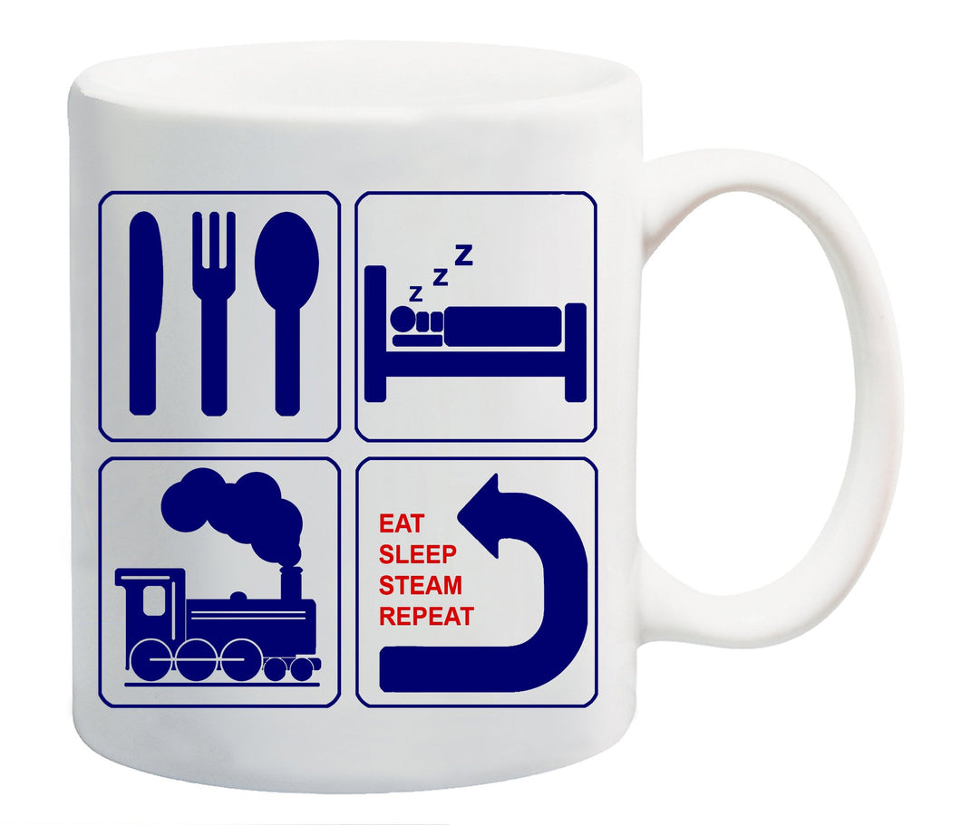 Eat Sleep Steam Repeat Trainspotter Gift Idea Mug for Train Fans