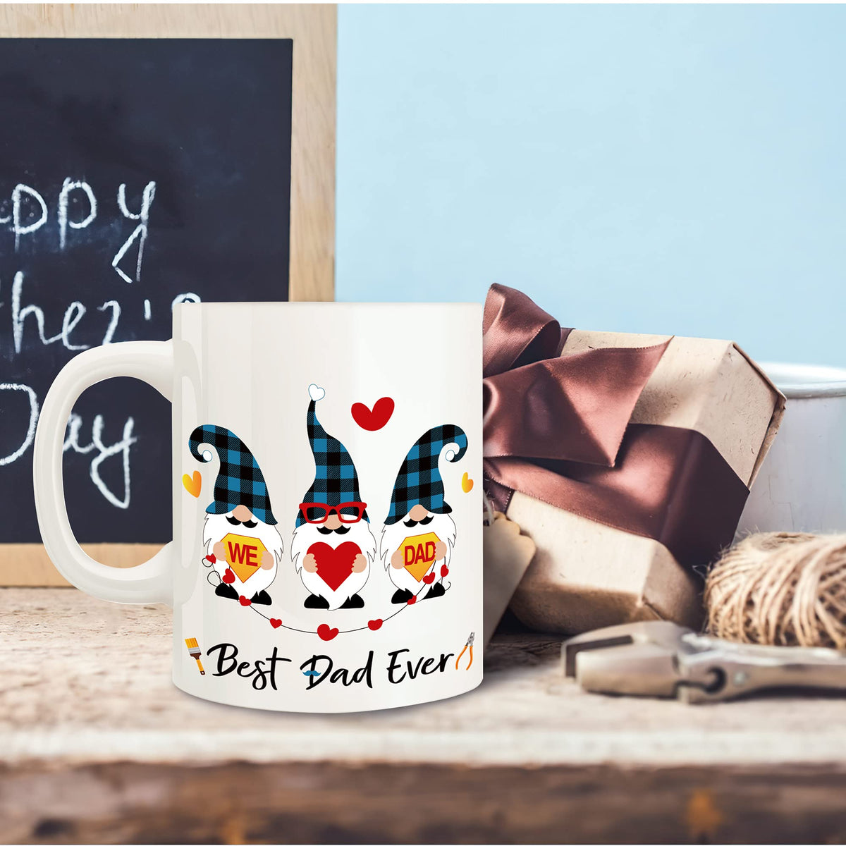 Best Dad Ever mug beside a Father's Day card
