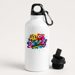 Happy Birthday Water Bottle Colourful Print Washable Fun Surprise Gift Present Birthday for Him Her or Kids Drink for School Travel Gym or outsider Cycling