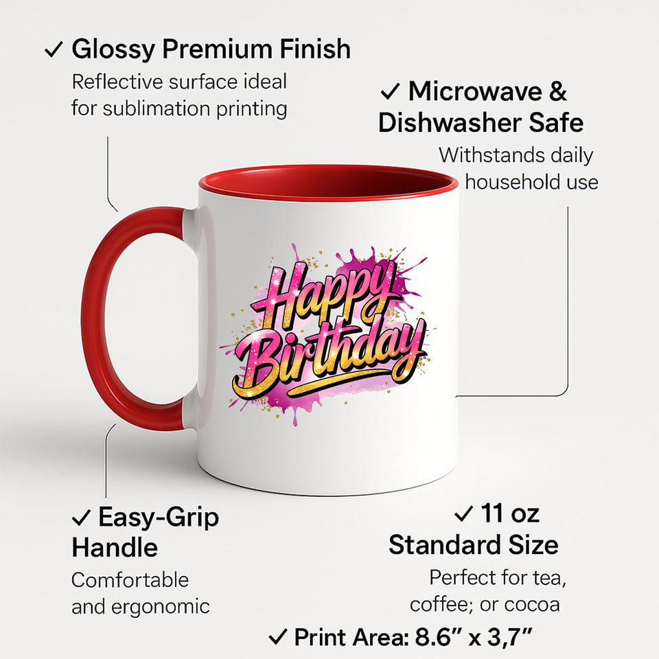 Happy Birthday Colour Mug – Fun & Colorful Gift Cup for Husband, Wife, Parents, Friends & Couples