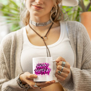 Happy Birthday Mug Colorful Design Cup Fun Printed Birthday Present Funny Ceremic Mug Gift for Couple Party Friend Boss Kids