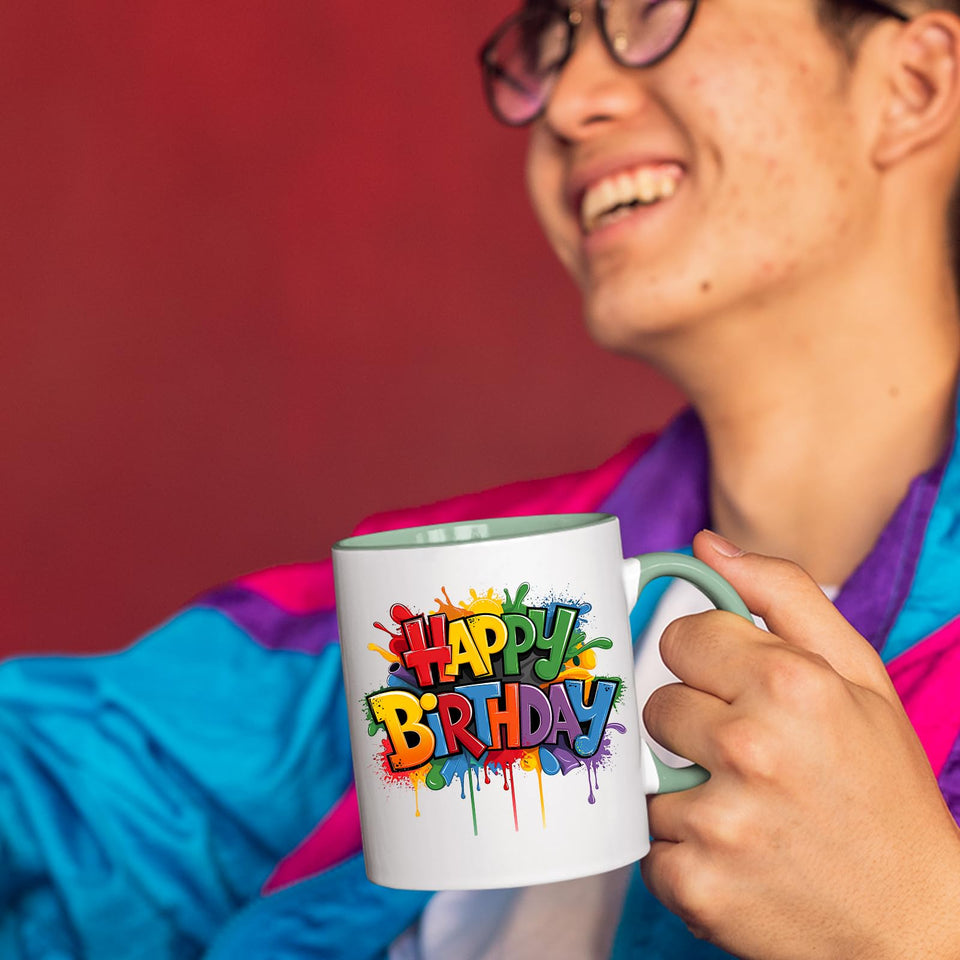 Best Happy Birthday Colour Handle Mug – Funny Colourful Gift for Dad, Mum, Kids, Friends, or Tea Lovers