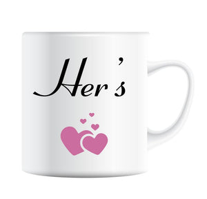 Lovely Heart Novelty Gift Mugs, Pair of His & Her's