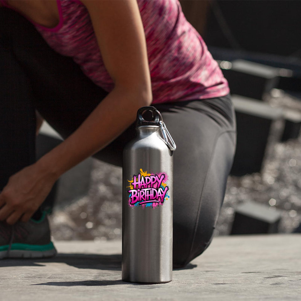 Happy Birthday Water Bottle Colourful Reusebale Fun Surprise Gift Present Birthday for Him Her or Kids Drink for School Travel Gym or Boyfriend outsider Office Portable