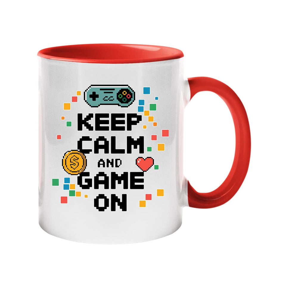 Keep Calm and Game On Mug – Funny Gamer Coffee Cup with Controller Design for Him, Her, Geeks & Console Lovers