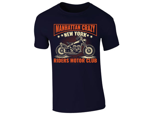 Men's T-shirt with a “Manhattan Crazy – New York Riders Motor Club” motorbike badge