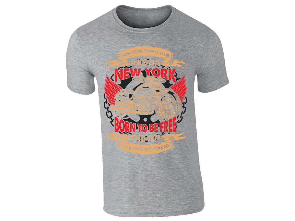 Classic Biker Vintage Biker Mens T-Shirt Motorcycle Rider Tee New York Style Freedom Graphic Shirt Born to Ride Classic Design