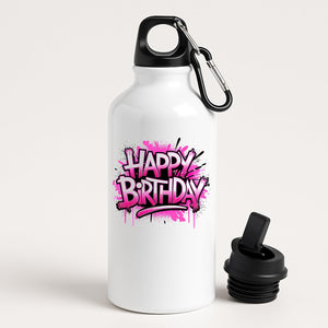 Happy Birthday Water Bottle Colourful Print Washable Fun Surprise Gift Present Birthday for Him Her or Kids Drink for School Travel Gym or outsider Office