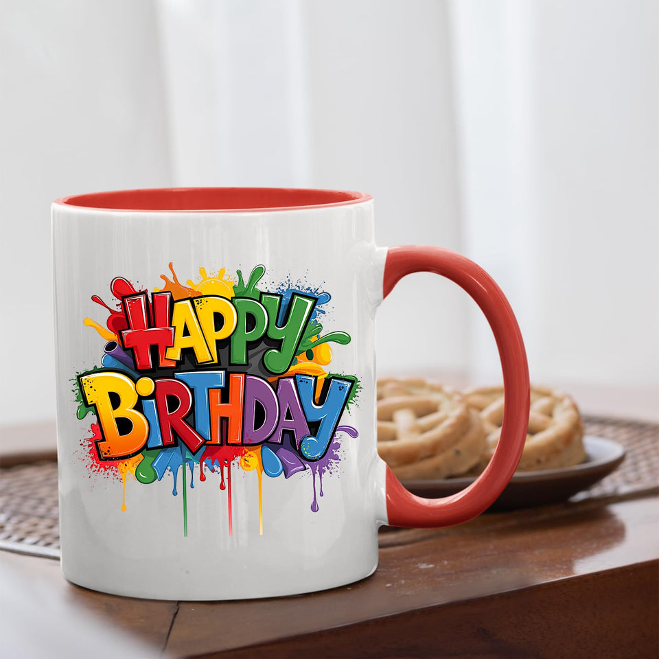 Best Happy Birthday Colour Handle Mug – Funny Colourful Gift for Dad, Mum, Kids, Friends, or Tea Lovers