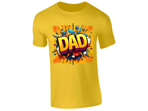 DAD T-Shirt Bold Comic Book Style Rainbow Stripes Explosion Fun Energetic Design for Birthday Present Best Daddy