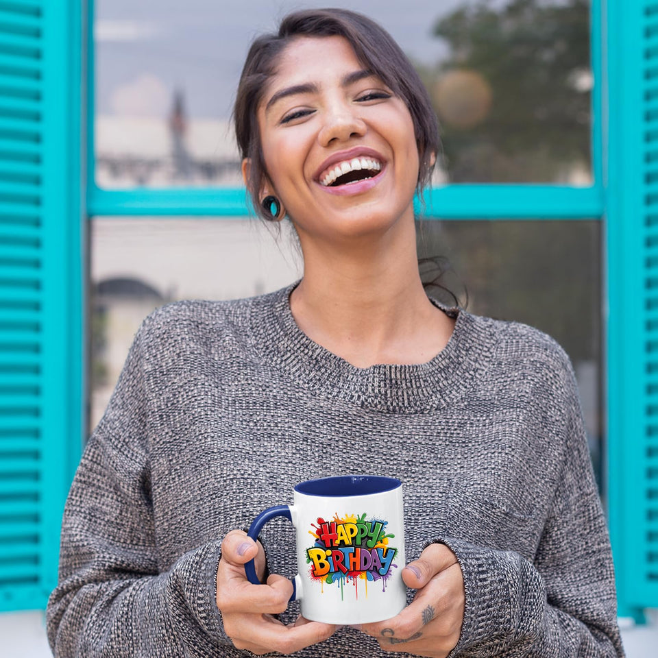 Best Happy Birthday Colour Handle Mug – Funny Colourful Gift for Dad, Mum, Kids, Friends, or Tea Lovers