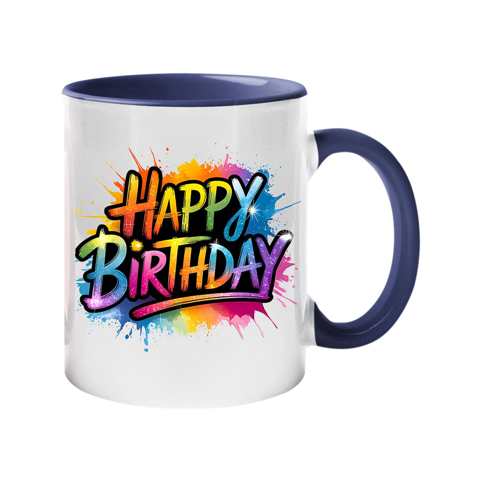 Happy Birthday Dad Mug 2025 – Colourful Ceramic Coffee Cup