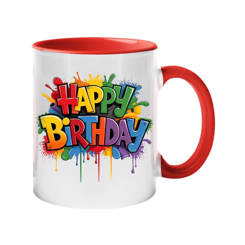 Best Happy Birthday Colour Handle Mug – Funny Colourful Gift for Dad, Mum, Kids, Friends, or Tea Lovers