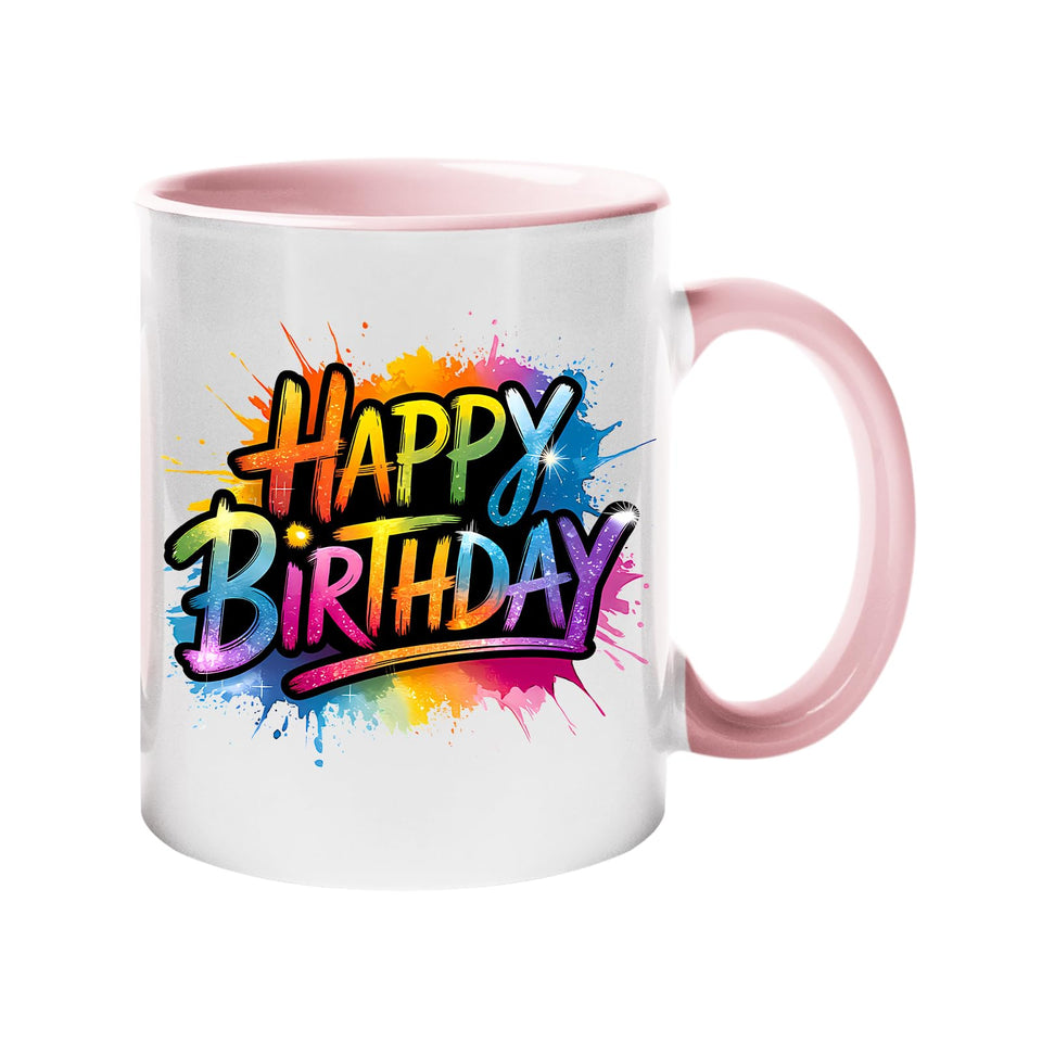 Happy Birthday Dad Mug 2025 – Colourful Ceramic Coffee Cup