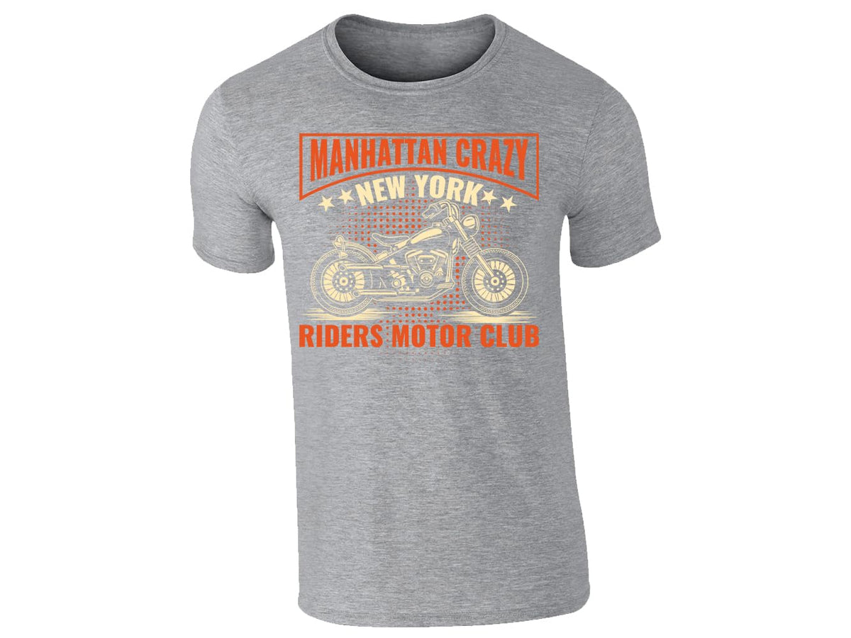 Men's T-shirt with a “Manhattan Crazy – New York Riders Motor Club” motorbike badge