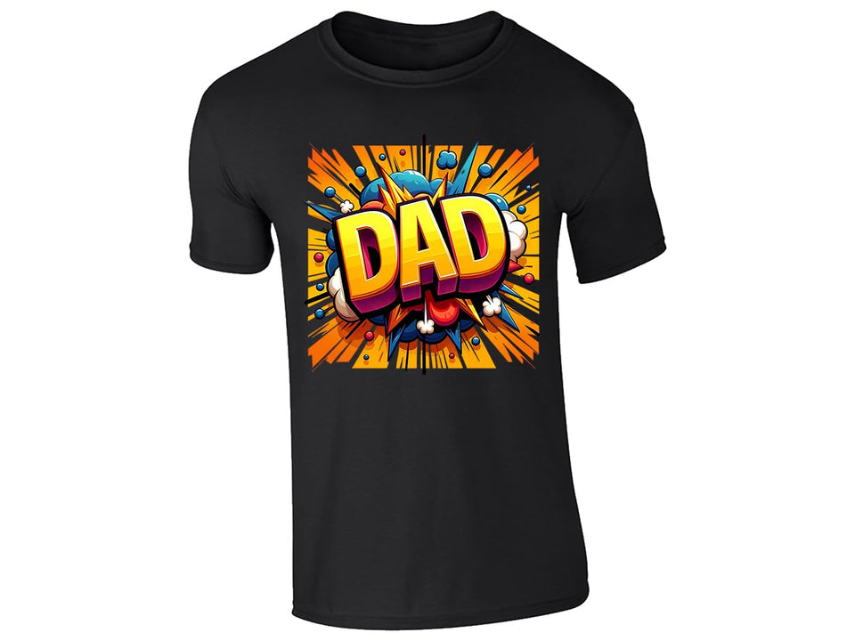 DAD T-Shirt Bold Comic Book Style Rainbow Stripes Explosion Fun Energetic Design for Birthday Present Best Daddy