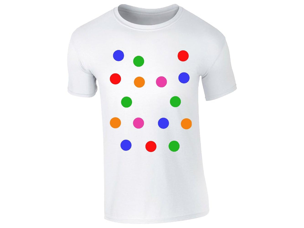 White kids T-shirt with big colourful spots