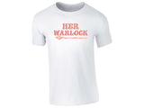 White men's T-shirt with “Her Warlock” wand design