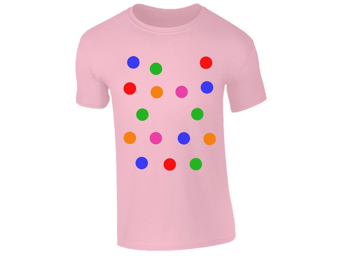 Light pink kids T-shirt with big colourful spots