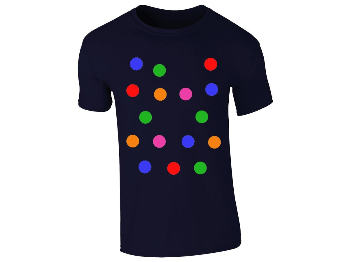 Navy men's T-shirt with big colourful spots