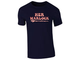 Navy men's T-shirt with “Her Warlock” wand design