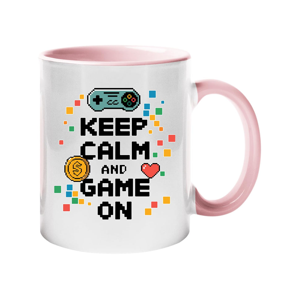 Keep Calm and Game On Mug – Funny Gamer Coffee Cup with Controller Design for Him, Her, Geeks & Console Lovers