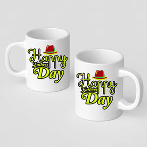 Happy Fathers Day Mug Red Hat Design Unique Ceramic Coffee Cup Gift for Dad Papa or Grandad Fun Present Idea
