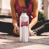 Happy Birthday Water Bottle Colourful Splash Print Reusable Fun Birthday Gift for Him Her or Kids Lightweight Drink for School Work Gym or Outdoor Use