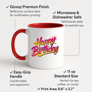 Best Happy Birthday Colour Mug – Funny Colorful Print Gift for Husband, Wife, Dad, Mum, or Partner