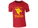 Red men's T-shirt with “I’m her Boo” ghost design