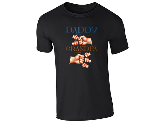 Black men's T-shirt with “Daddy since… Grandpa since…” fist bump design