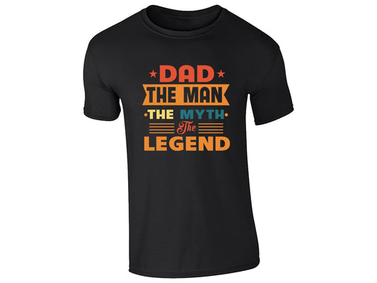 Black men's T-shirt with “Dad – the man, the myth, the legend” retro design