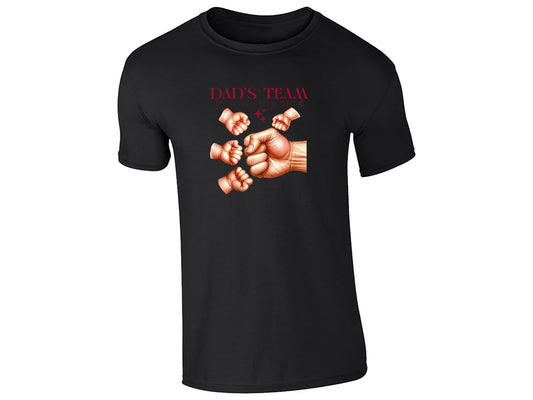 Black men's T-shirt with “Dad’s Team” fist bump design