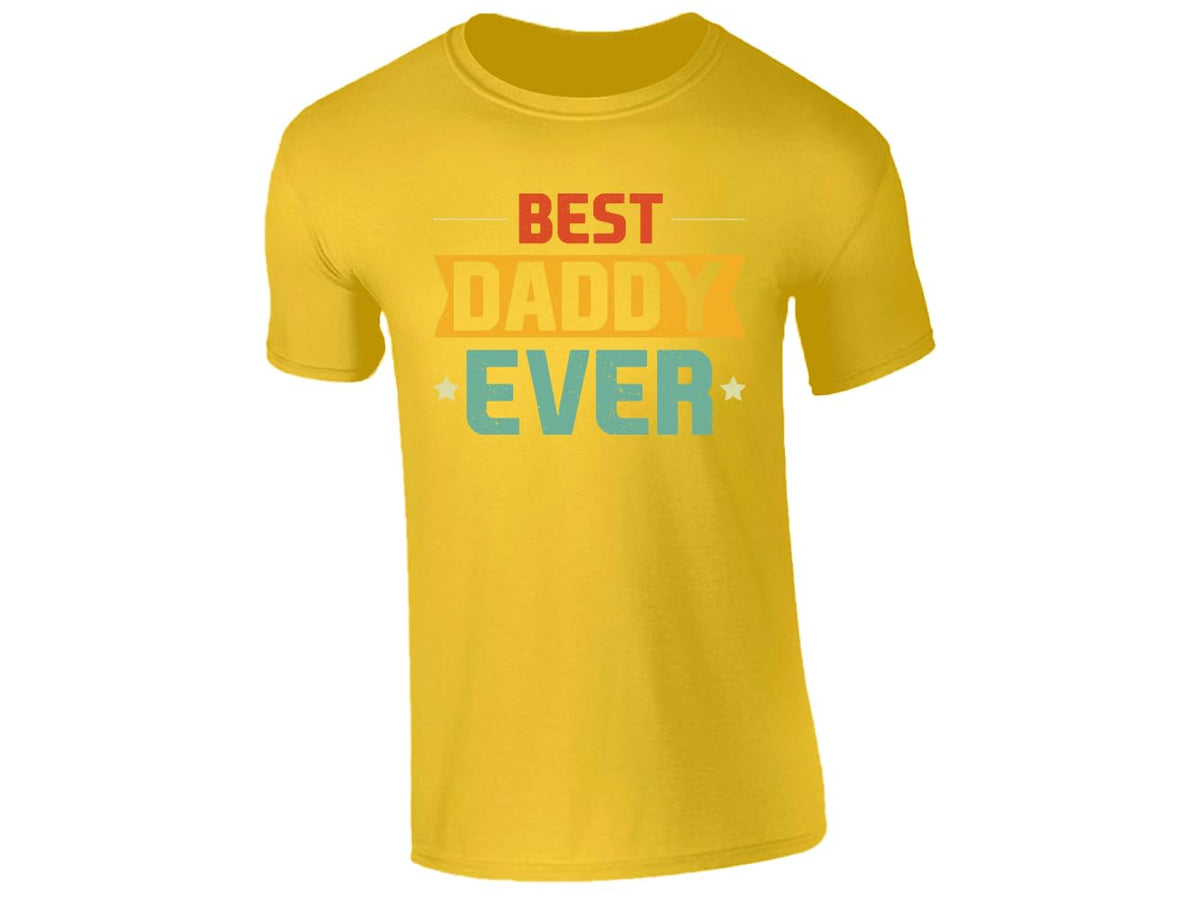 Yellow men's T-shirt with “Best Daddy Ever” retro design