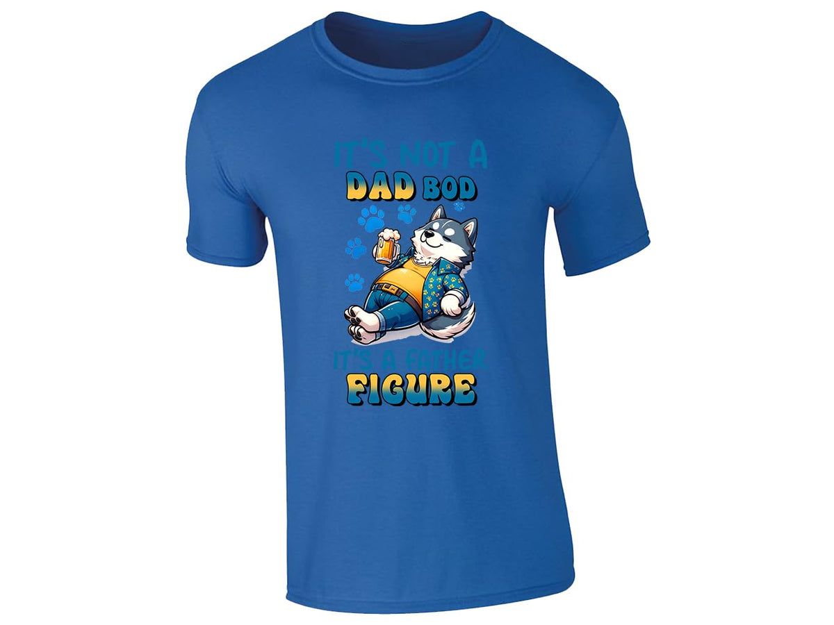 Royal Blue men's T-shirt with “It’s not a dad bod, it’s a father figure” husky design