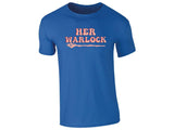 Royal Blue men's T-shirt with “Her Warlock” wand design