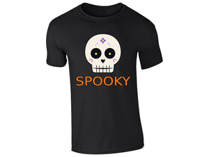 Black men's T-shirt with “Spooky” sugar skull design