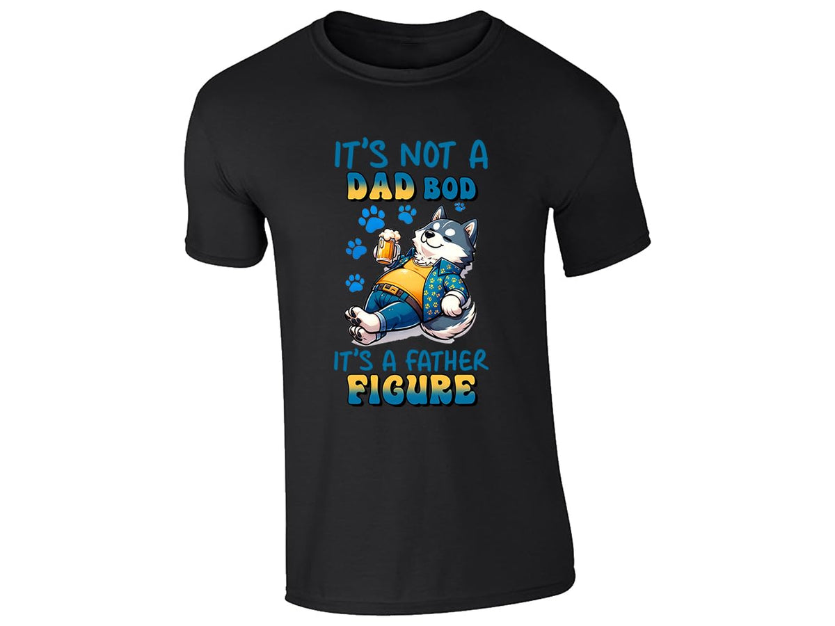 Black men's T-shirt with “It’s not a dad bod, it’s a father figure” husky design