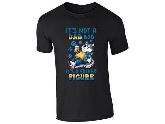 Black men's T-shirt with “It’s not a dad bod, it’s a father figure” husky design