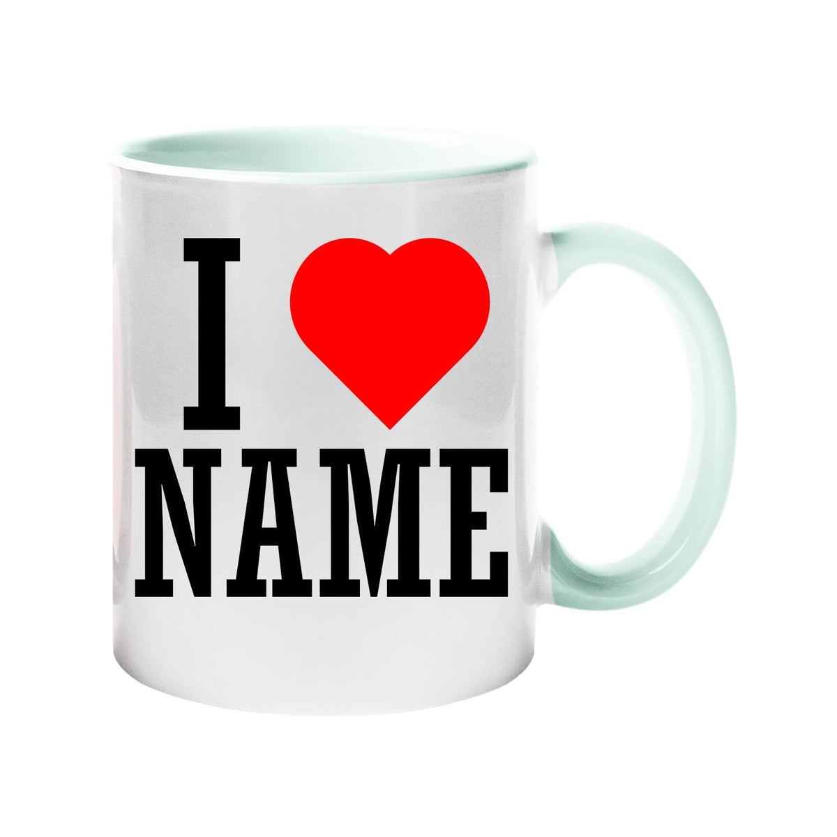 I love name mug with a lime handle and inside