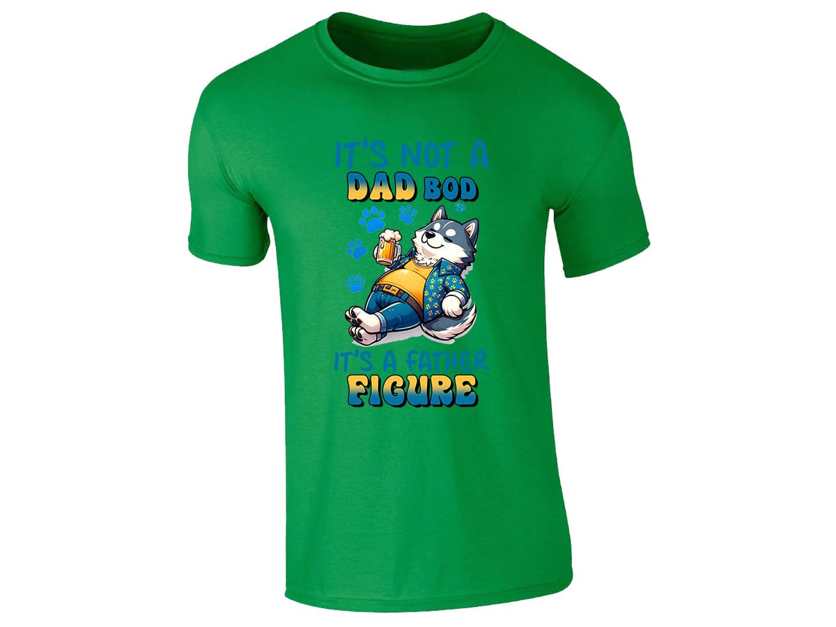 Irish Green men's T-shirt with “It’s not a dad bod, it’s a father figure” husky design