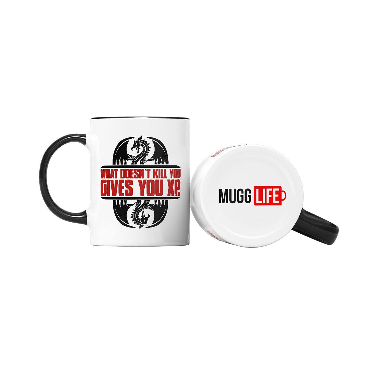 XP gamer mug next to the base of a mug