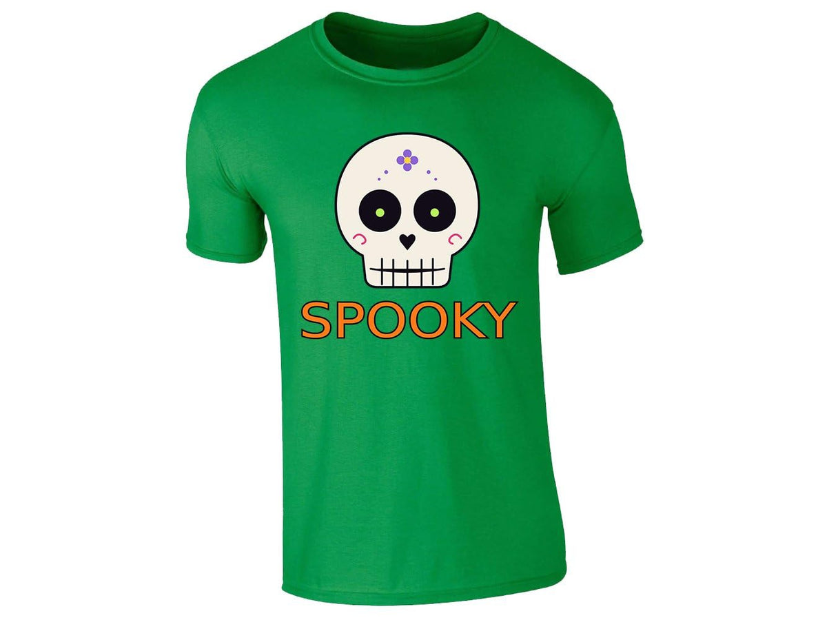 Irish Green men's T-shirt with “Spooky” sugar skull design