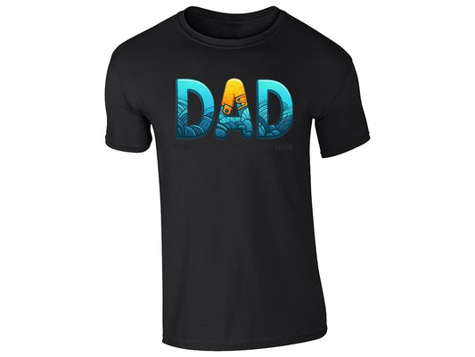 Black men's T-shirt with “DAD – brave, warrior, smart, wise” design
