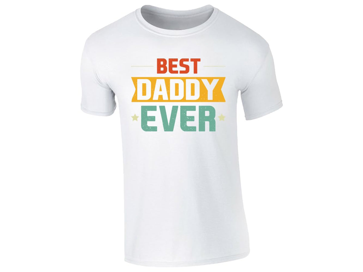 White men's T-shirt with “Best Daddy Ever” retro design