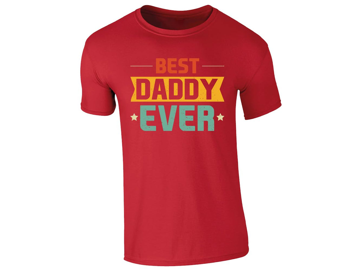 Red men's T-shirt with “Best Daddy Ever” retro design