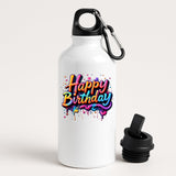 Happy Birthday Water Bottle Colourful Drip Design Reusable Drink Fun Birthday Gift for Him Her or Kids Lightweight Hydration for School Work or Outdoors