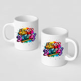 Happy Birthday Mug Colourful Design Cup Funny Birthday Gift Surprise for Him Her or Kids Ceramic Coffee Tea Mug for Party Celebration Gift Stylish